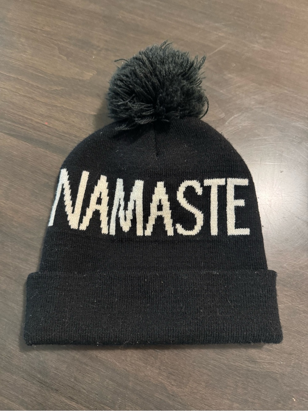 Spiritual Gangster Black 'Namaste' Pom Pom Beanie